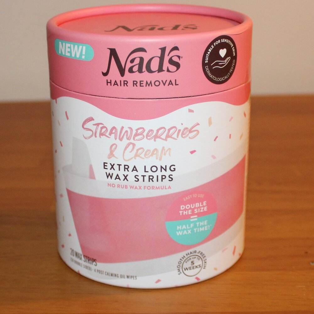Nads Hair Removal Extra Long Wax Strips 10 Double Sided & 4 Post Calming Wipes